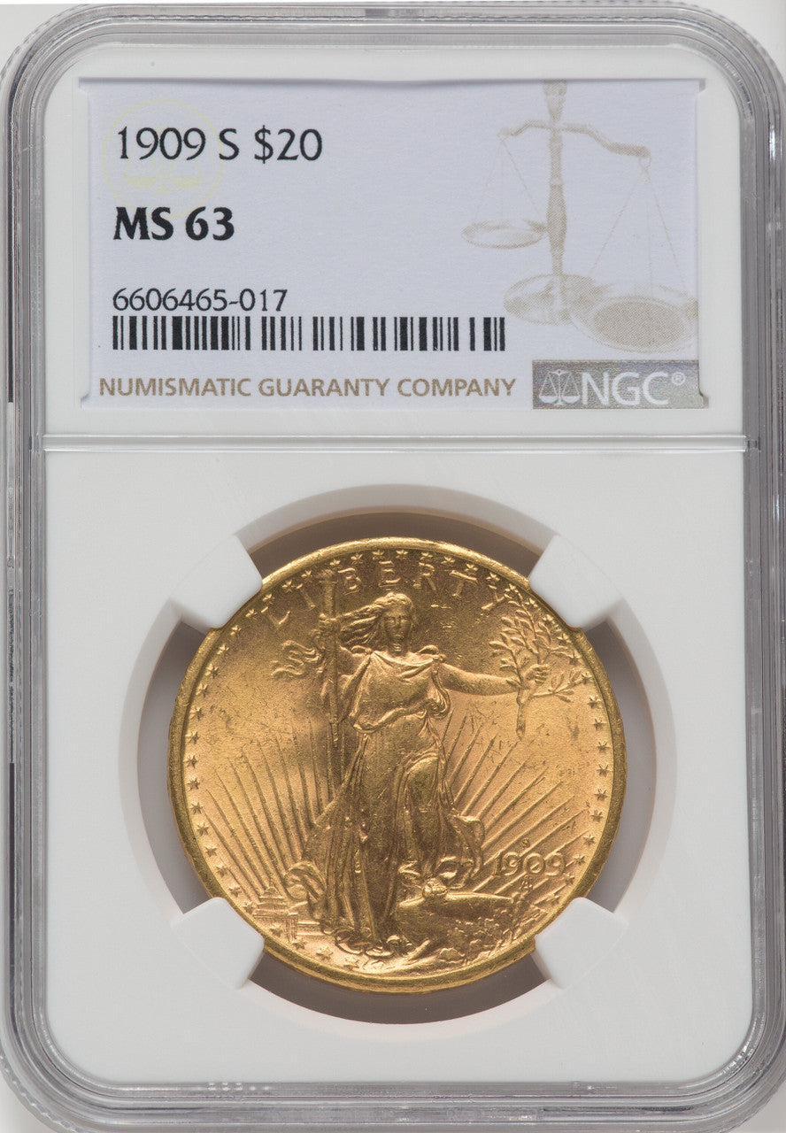 1909-S $20 Saint-Gaudens Double Eagle NGC MS63