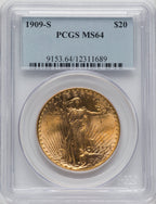 1909-S $20 Saint-Gaudens Double Eagle PCGS MS64