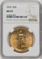 1910 $20 Saint-Gaudens Double Eagle NGC MS63