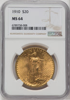 1910 $20 Saint-Gaudens Double Eagle NGC MS64