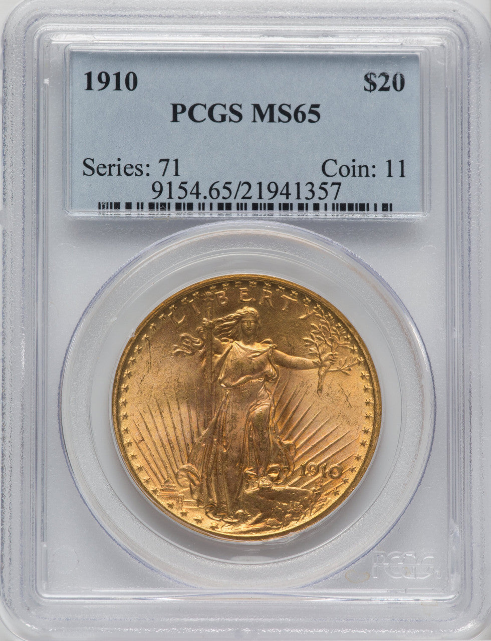 1910 $20 Saint-Gaudens Double Eagle PCGS MS65