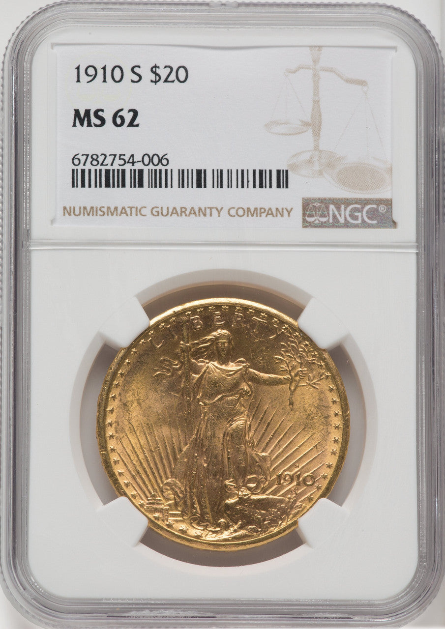 1910-S $20 Saint-Gaudens Double Eagle NGC MS62