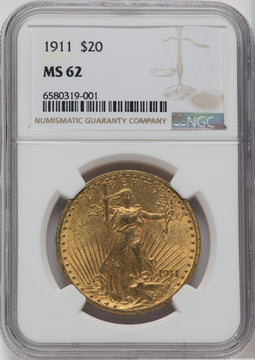 1911 $20 Saint-Gaudens Double Eagle NGC MS62