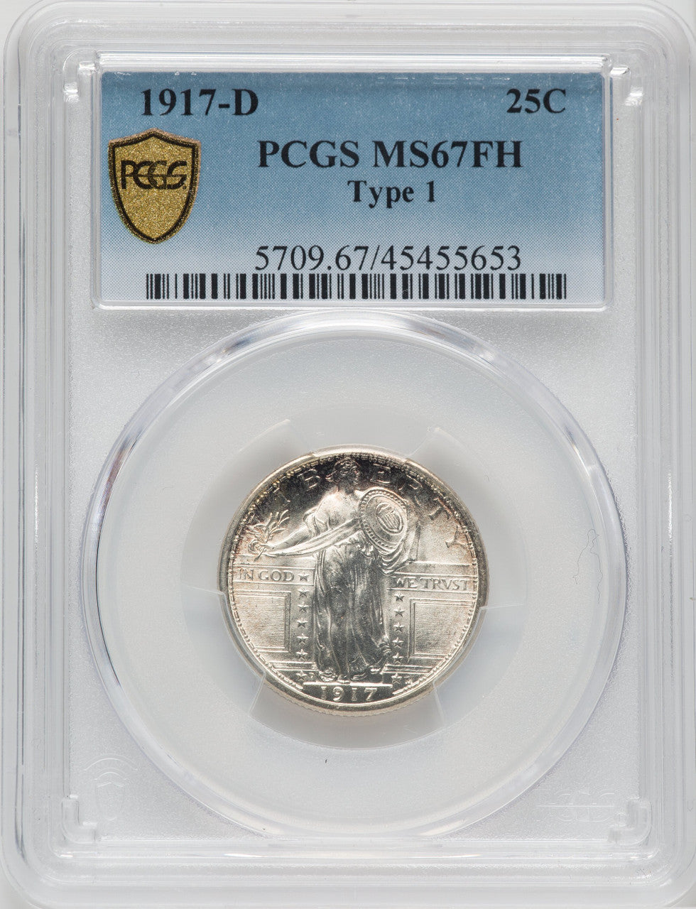 1917-D Type One FH Standing Liberty Quarter PCGS MS67