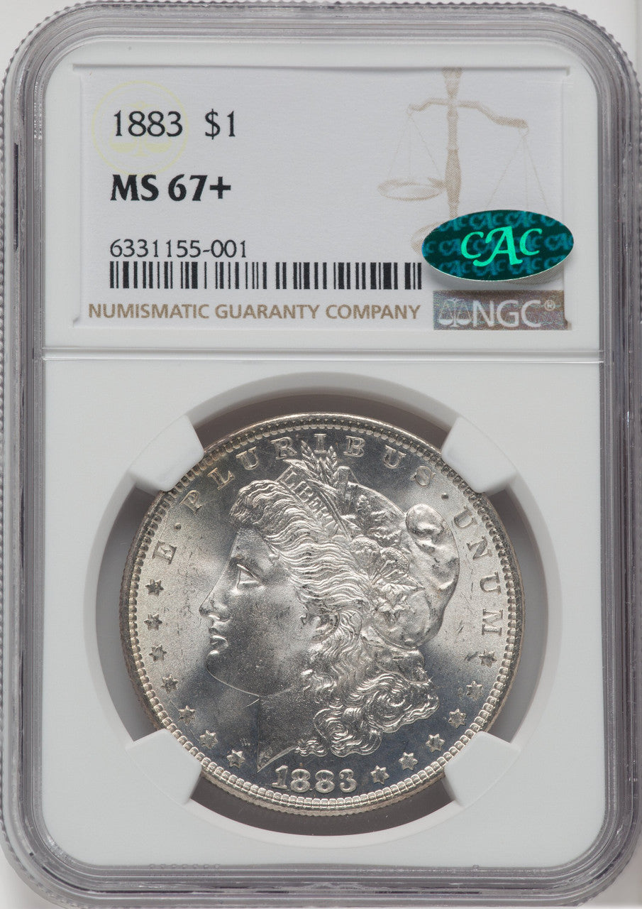 1883 $1 CAC Morgan Dollar NGC MS67+