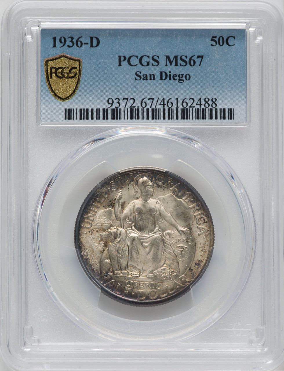 1936-D 50C San Diego Commemorative Silver PCGS MS67