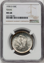 1935-D 50C Texas Commemorative Silver NGC MS68
