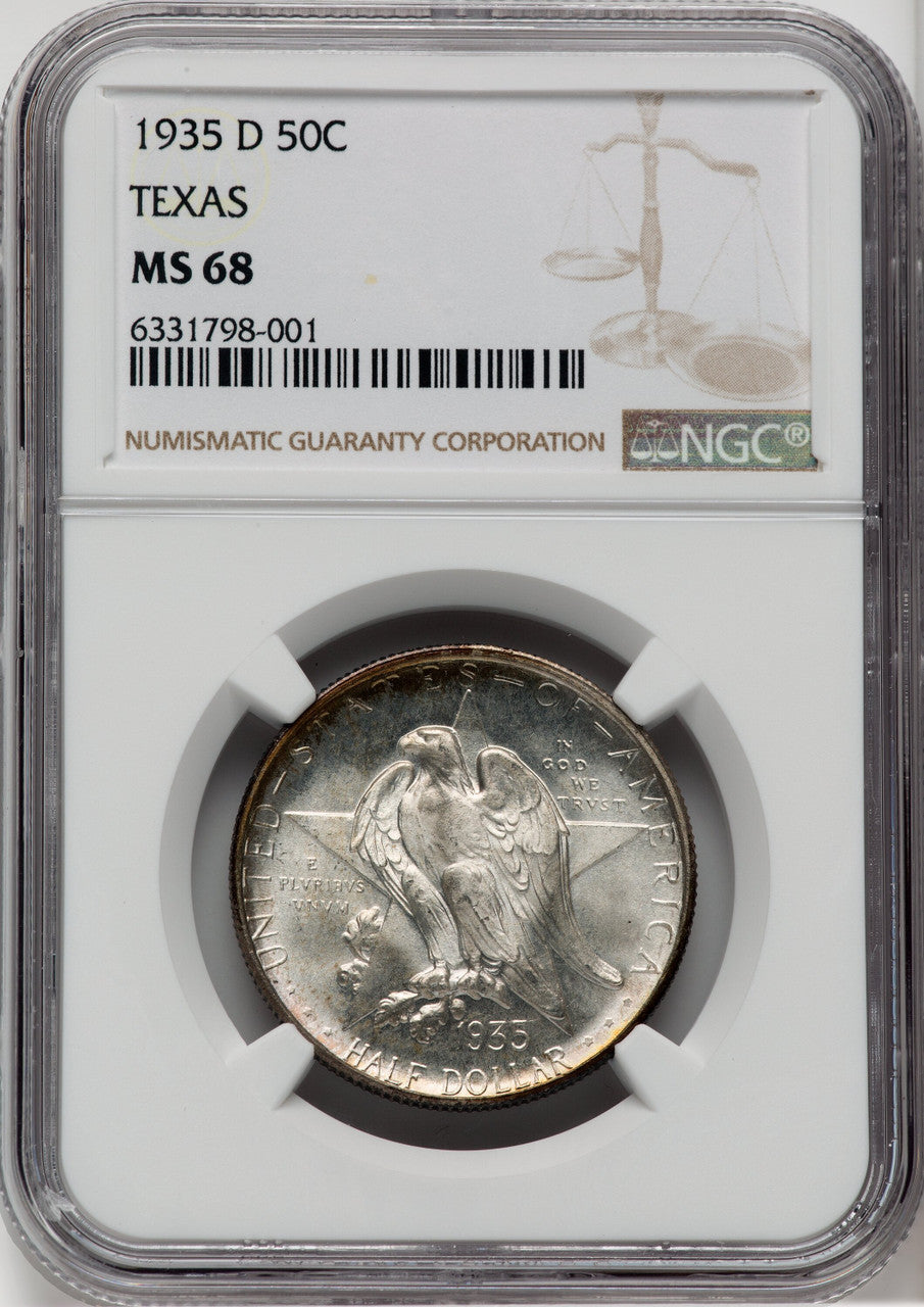 1935-D 50C Texas Commemorative Silver NGC MS68