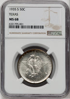 1935-S 50C Texas Commemorative Silver NGC MS68