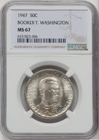 1947 50C Booker T. Washington Commemorative Silver NGC MS67