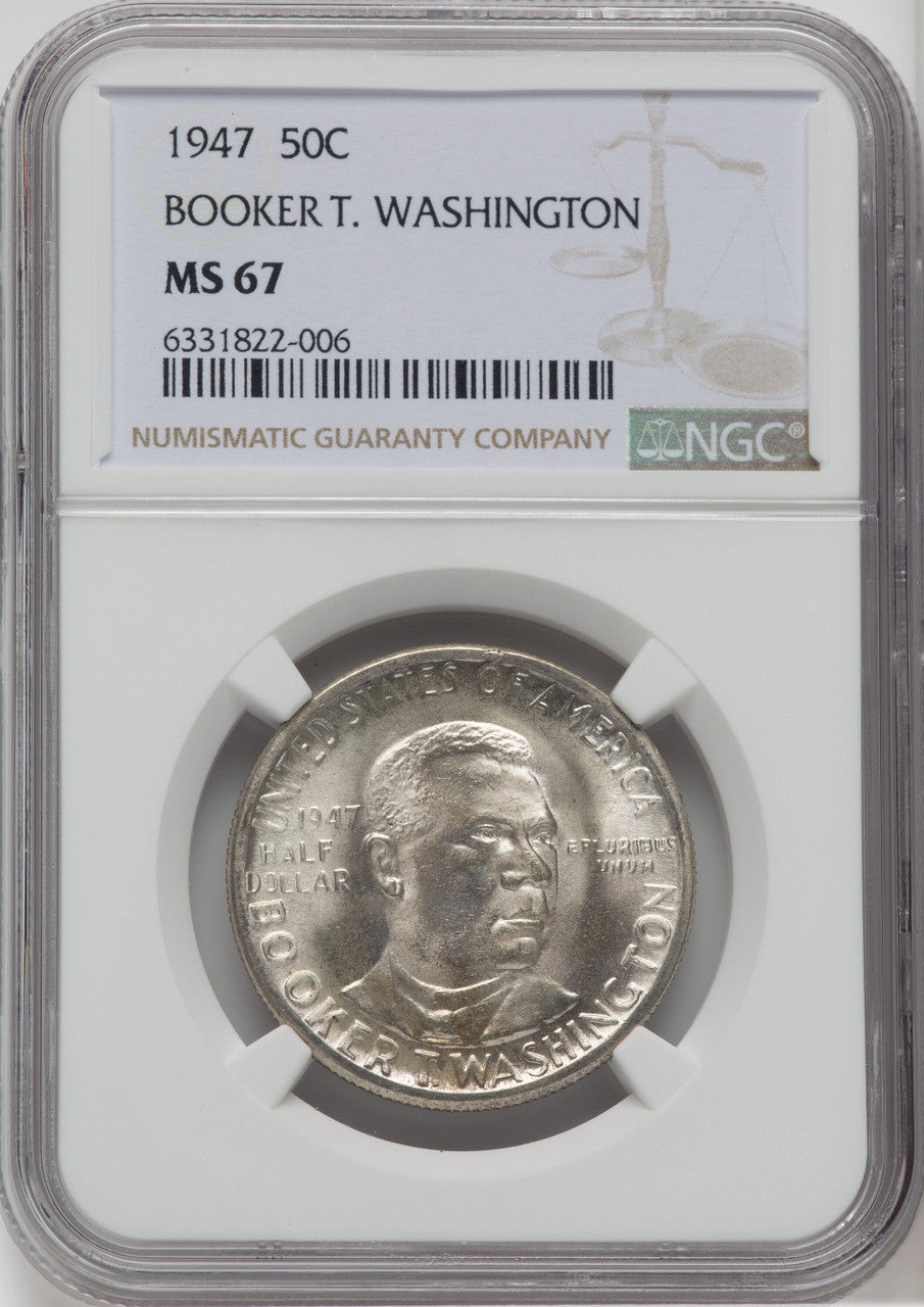 1947 50C Booker T. Washington Commemorative Silver NGC MS67
