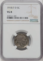 1918/7-D 5C Buffalo Nickel NGC VG8