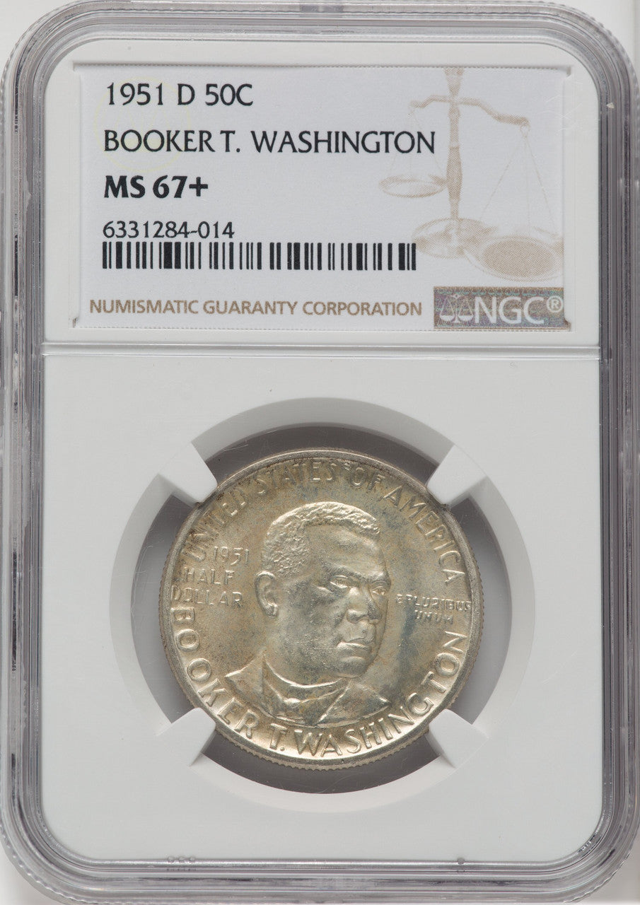 1951-D 50C Booker T. Washington Commemorative Silver NGC MS67+