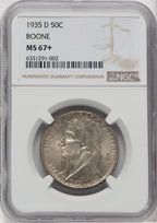 1935-D 50C Boone Commemorative Silver NGC MS67+