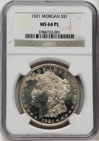 1921 $1 Morgan PL Morgan Dollar NGC MS64