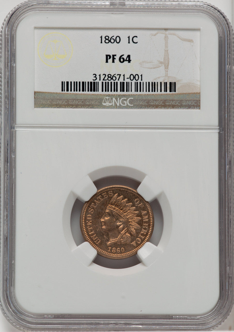 1860 1C Proof Indian Cent NGC PR64