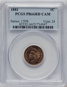 1881 1C CA Proof Indian Cent PCGS PR66