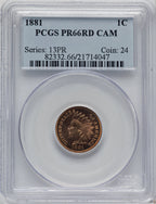 1881 1C CA Proof Indian Cent PCGS PR66