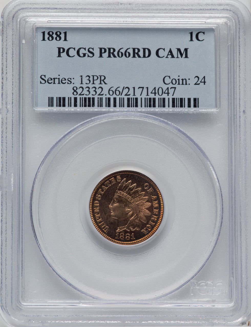 1881 1C CA Proof Indian Cent PCGS PR66