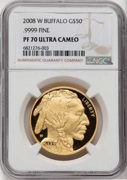 2008-W $50 One-Ounce Gold Buffalo NGC PF70