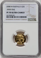 2008-W $5 Tenth-Ounce Gold Buffalo  NGC PF70