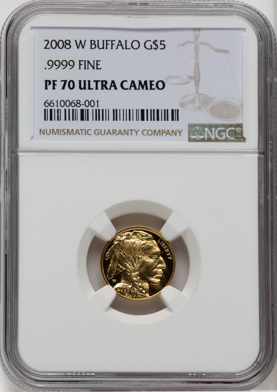 2008-W $5 Tenth-Ounce Gold Buffalo  NGC PF70
