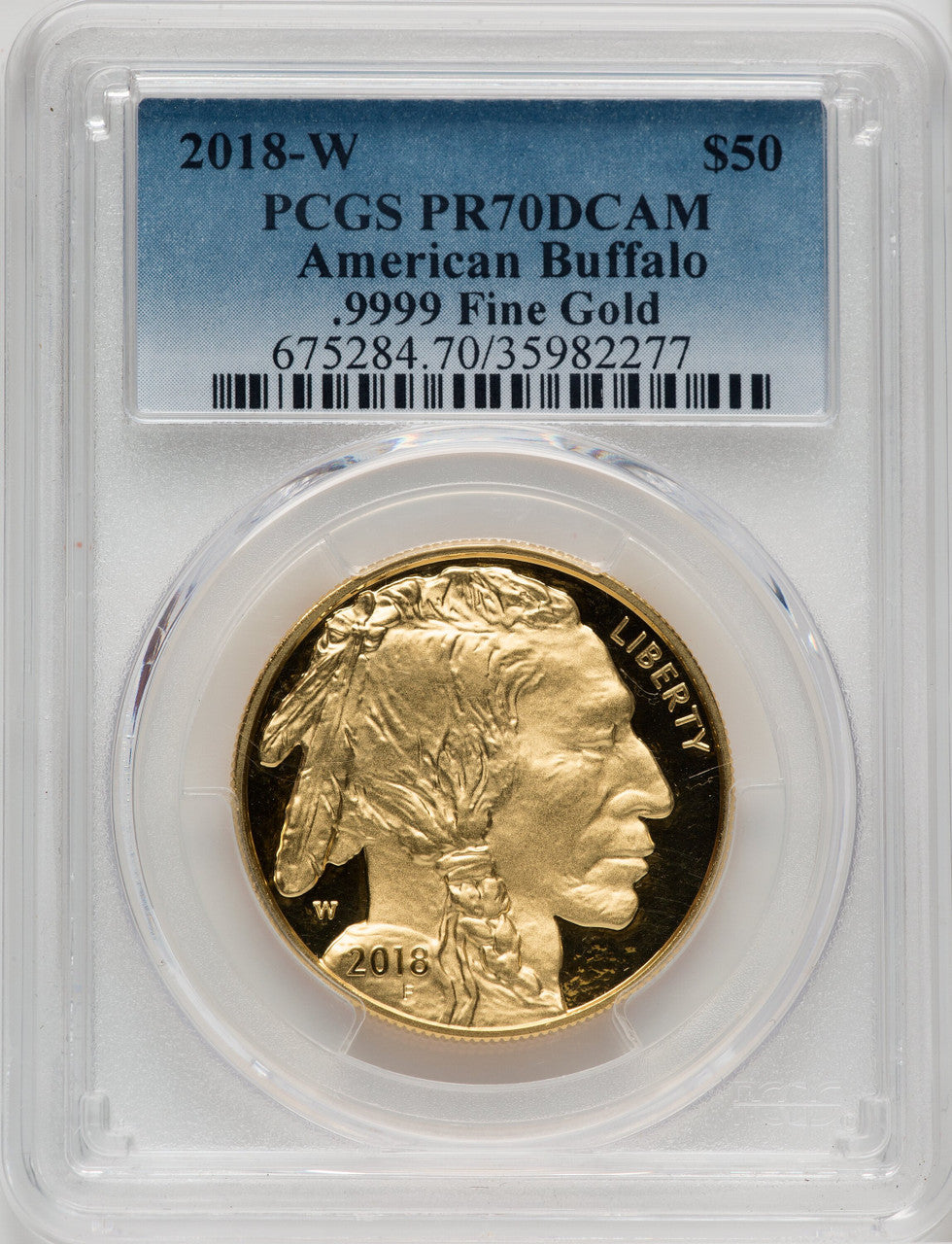 2018-W $50 One-Ounce Gold Buffalo PCGS PR70