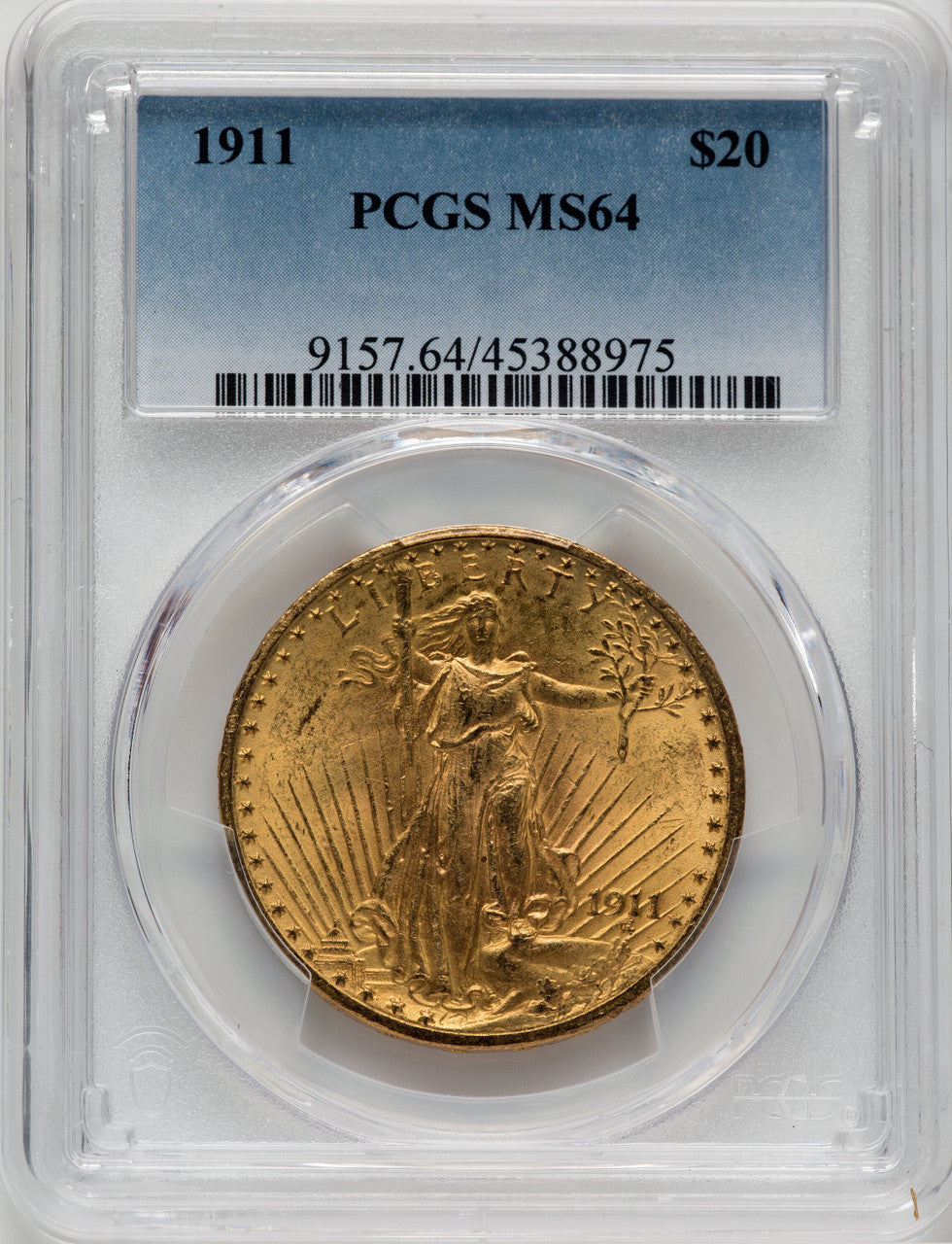 1911 $20 Saint-Gaudens Double Eagle PCGS MS64