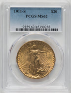 1911-S $20 Saint-Gaudens Double Eagle PCGS MS62 (171316524)