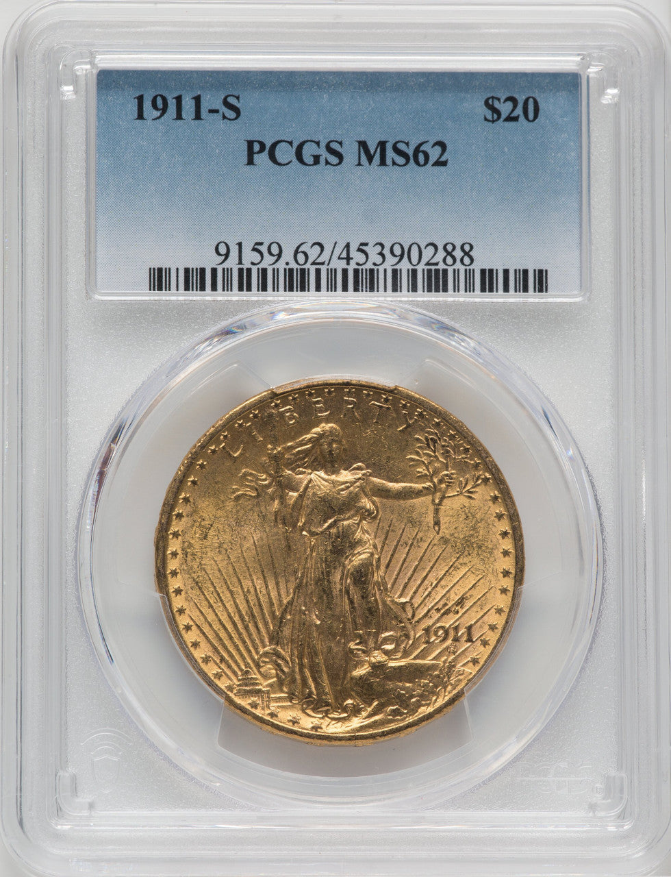 1911-S $20 Saint-Gaudens Double Eagle PCGS MS62 (171316524)