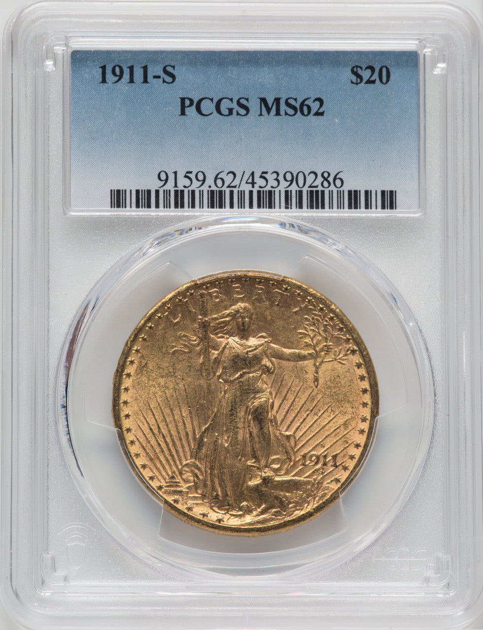 1911-S $20 Saint-Gaudens Double Eagle PCGS MS62 (171316532)