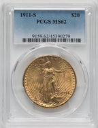 1911-S $20 Saint-Gaudens Double Eagle PCGS MS62 (171316523)
