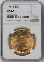 1911-S $20 Saint-Gaudens Double Eagle NGC MS62 (171359023)