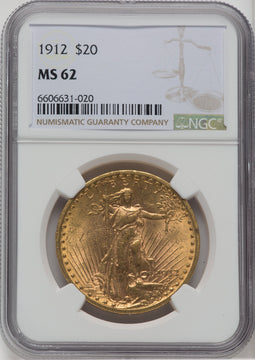 1912 $20 Saint-Gaudens Double Eagle NGC MS62