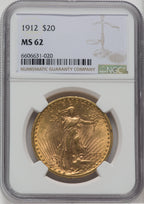 1912 $20 Saint-Gaudens Double Eagle NGC MS62