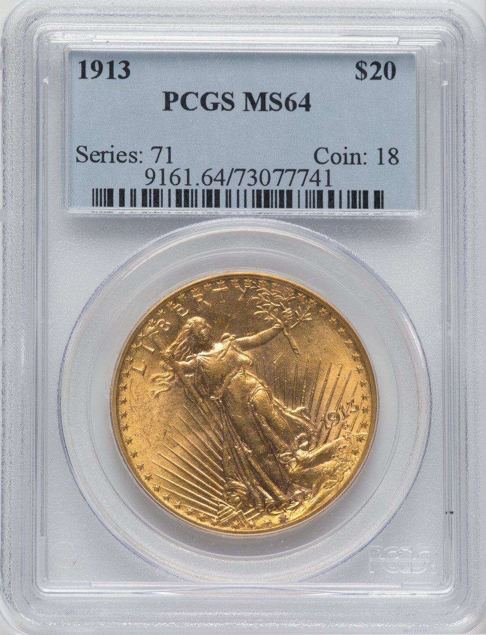 1913 $20 Saint-Gaudens Double Eagle PCGS MS64