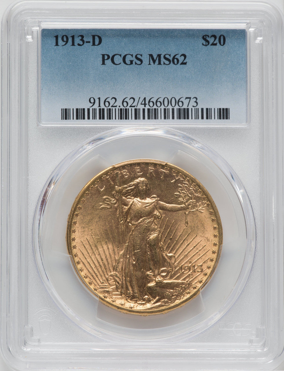 1913-D $20 Saint-Gaudens Double Eagle PCGS MS62