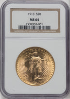 1913 $20 Saint-Gaudens Double Eagle NGC MS64
