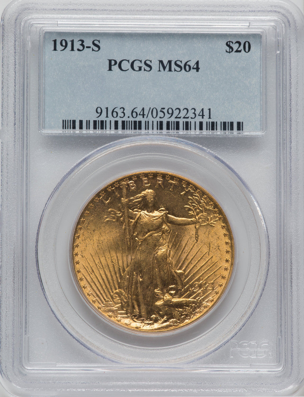 1913-S $20 Saint-Gaudens Double Eagle PCGS MS64