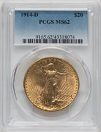 1914-D $20 Saint-Gaudens Double Eagle PCGS MS62 (750317122)