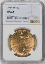 1914-D $20 Saint-Gaudens Double Eagle NGC MS62 (762233010)