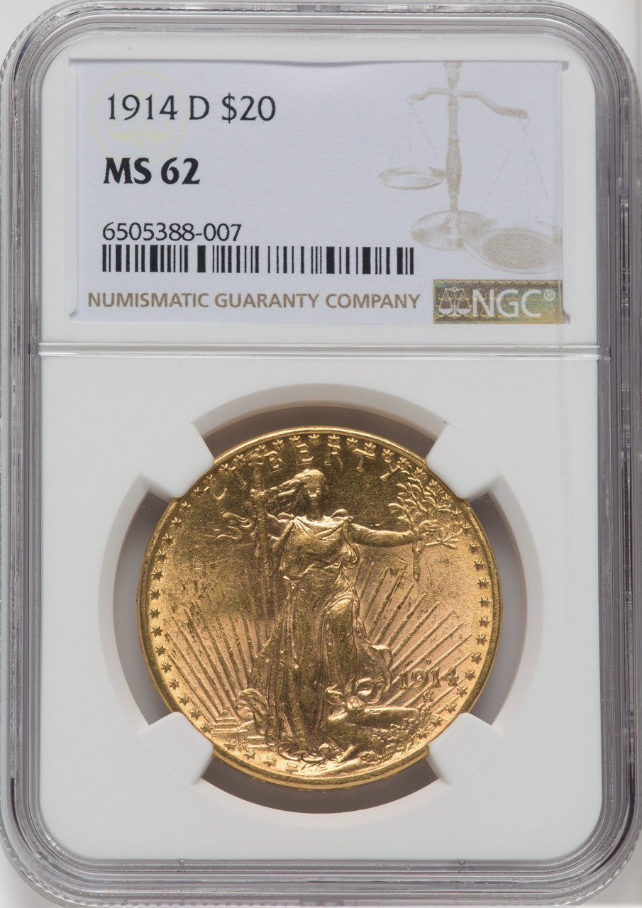 1914-D $20 Saint-Gaudens Double Eagle NGC MS62 (762233010)