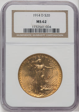 1914-D $20 Saint-Gaudens Double Eagle NGC MS62 (756394007)