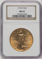 1914-D $20 Saint-Gaudens Double Eagle NGC MS62 (756394007)