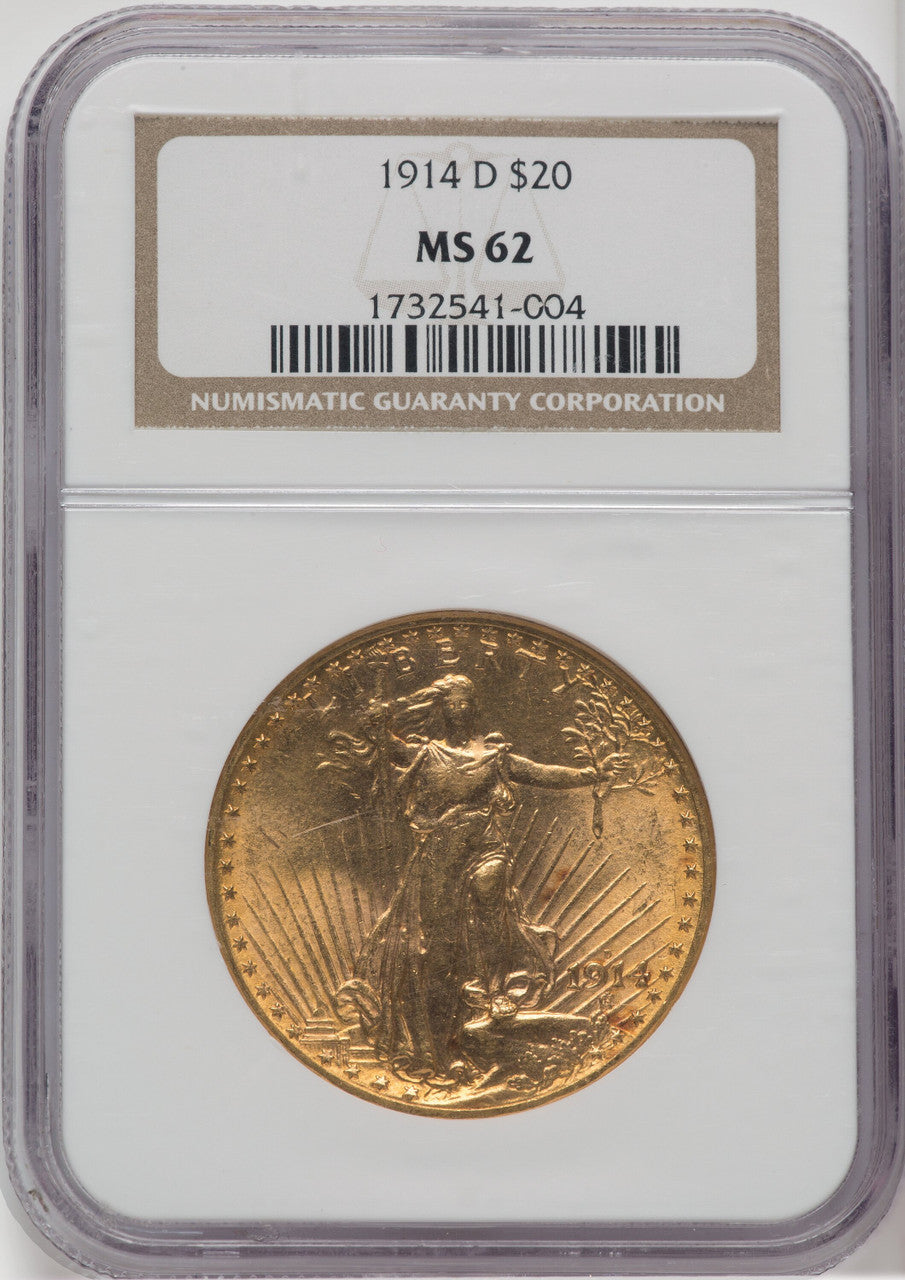 1914-D $20 Saint-Gaudens Double Eagle NGC MS62 (756394007)