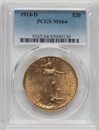 1914-D $20 Saint-Gaudens Double Eagle PCGS MS64