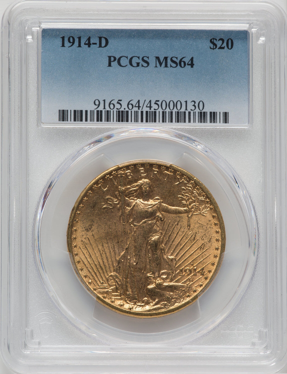 1914-D $20 Saint-Gaudens Double Eagle PCGS MS64