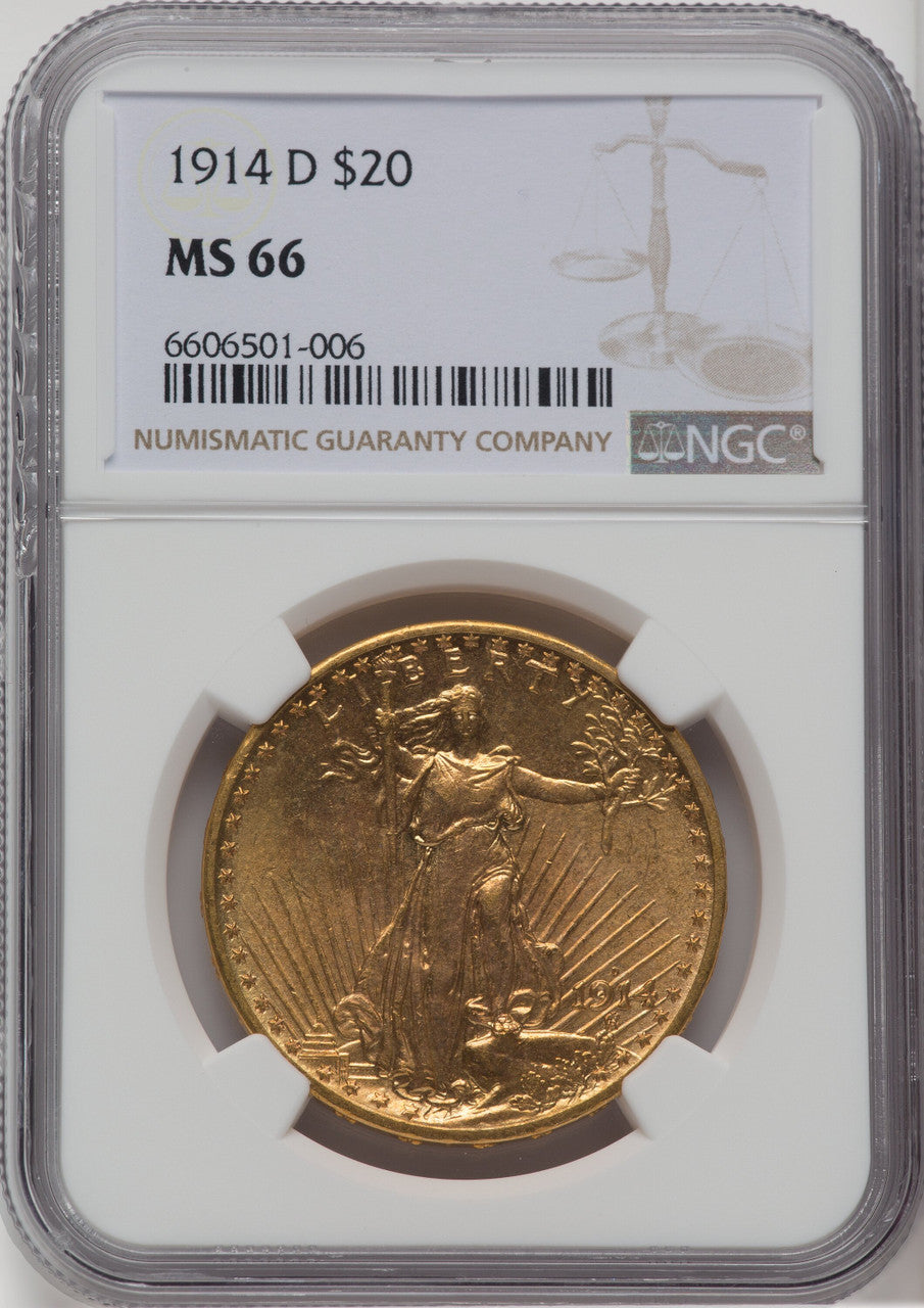 1914-D $20 Saint-Gaudens Double Eagle NGC MS66