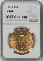 1914-S $20 Saint-Gaudens Double Eagle NGC MS62