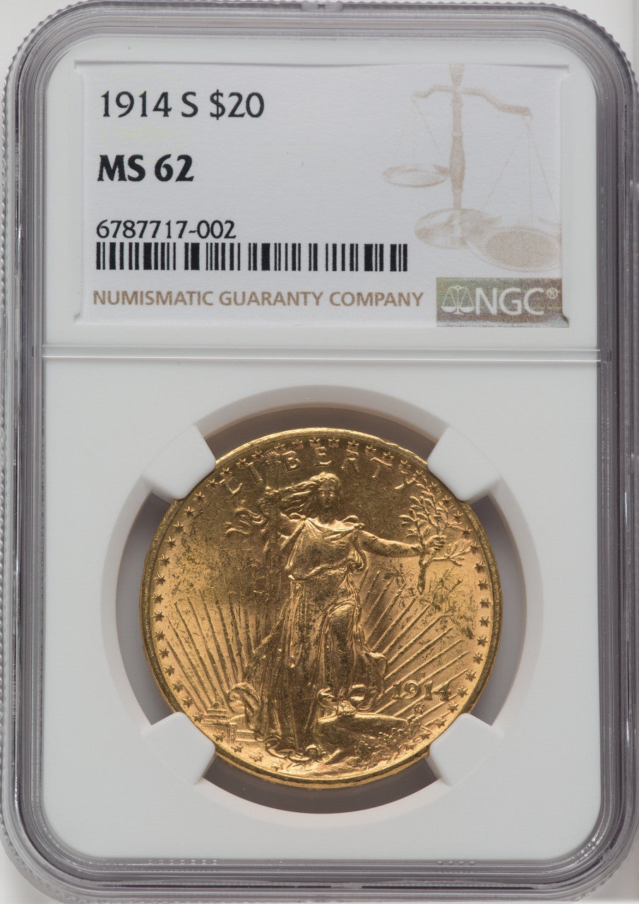 1914-S $20 Saint-Gaudens Double Eagle NGC MS62